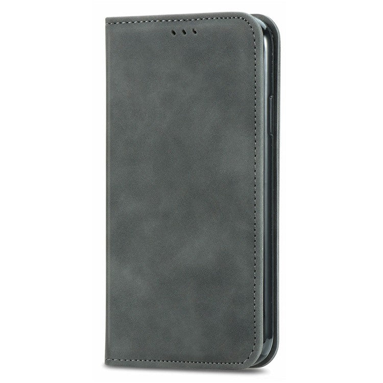 For Google Pixel 9 Pro  /  Pixel 9 Case Skin Touch Feeling Card Slot Leather Phone Cover Stand Magnetic Absorption - Grey