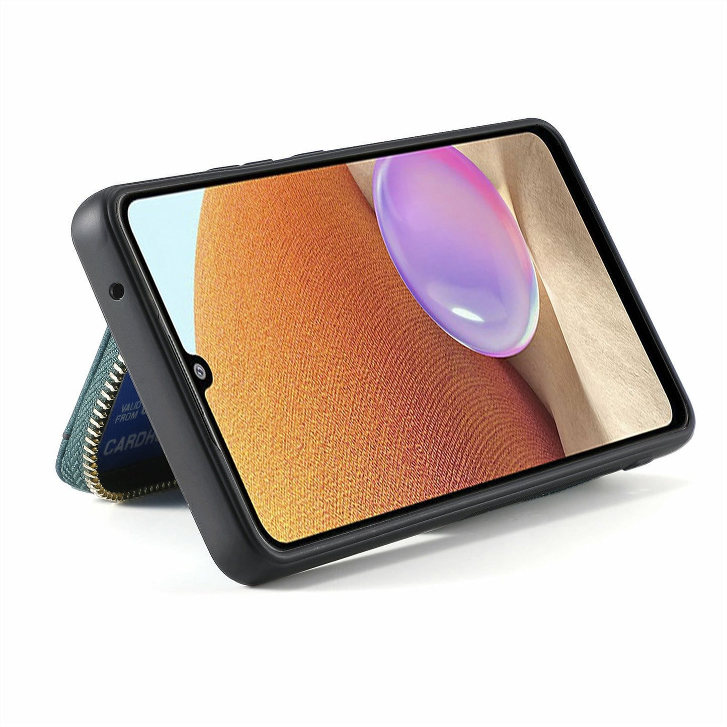 For Samsung Galaxy A16 5G  /  A16 4G Case Zipper Wallet Leather Phone Back Cover Kickstand with Shoulder Strap - Green