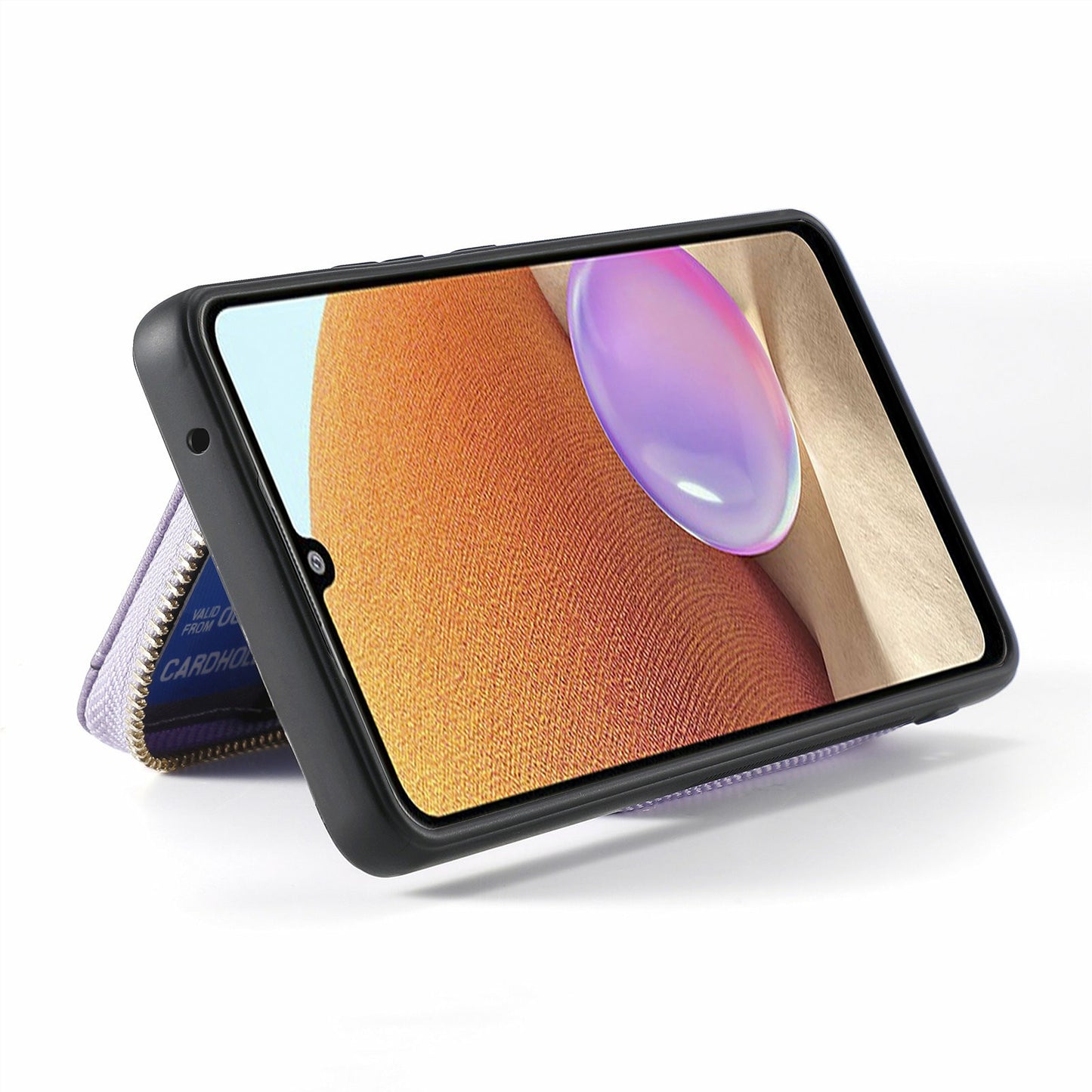 For Samsung Galaxy A16 5G  /  A16 4G Case Zipper Wallet Leather Phone Back Cover Kickstand with Shoulder Strap - Purple