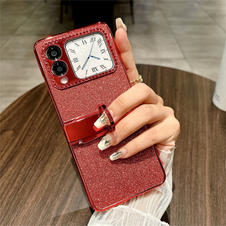 For Huawei nova Flip 5G Case Sparkling Glitter Ring Holder Hinge PC Phone Cover