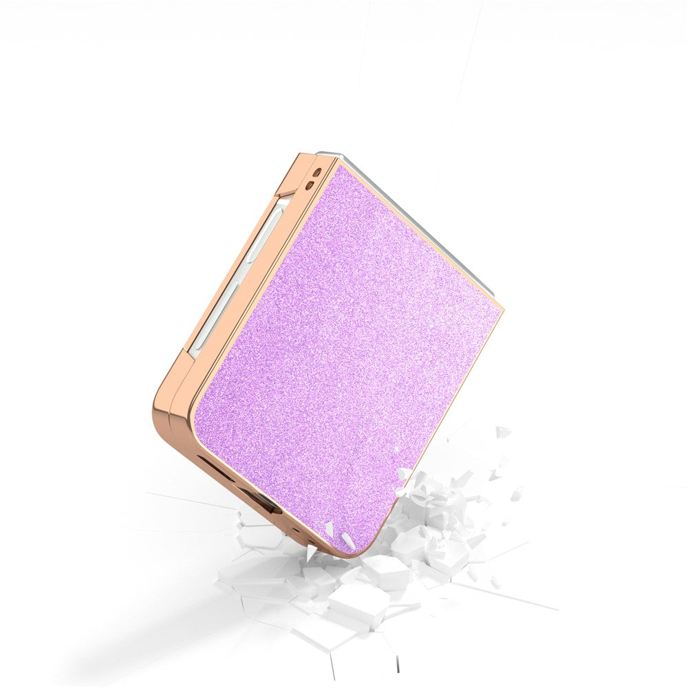 For Samsung Galaxy Z Flip7 FE 5G / Z Flip6 5G Case Electroplating Phone Cover Glitter Surface Design PU+TPU Protective Case - Purple