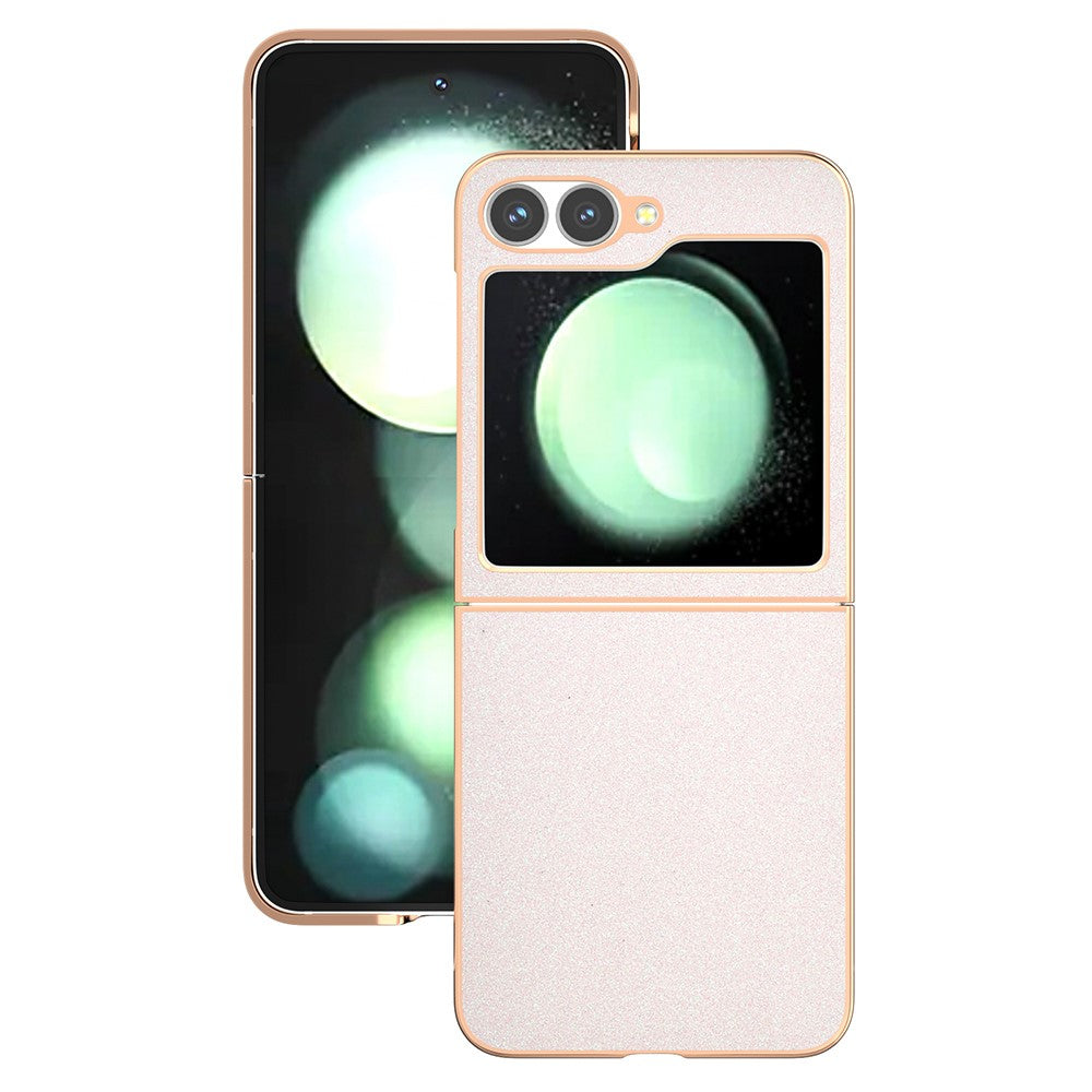 For Samsung Galaxy Z Flip7 FE 5G / Z Flip6 5G Case Electroplating Phone Cover Glitter Surface Design PU+TPU Protective Case - White