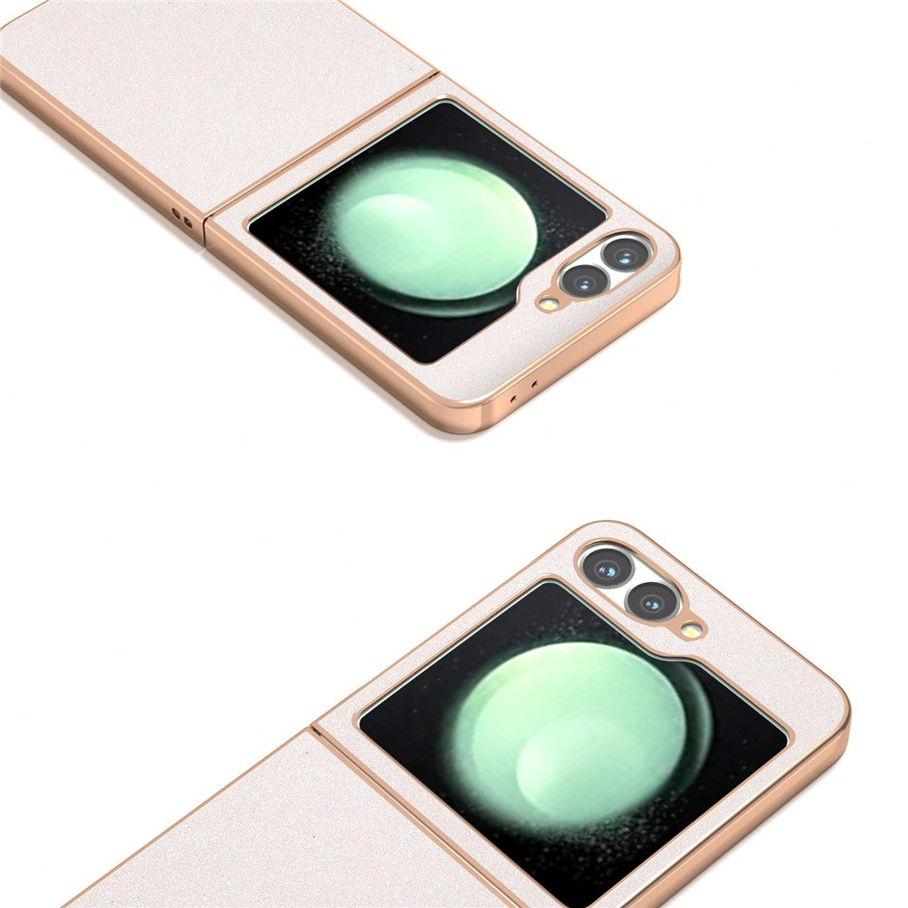 For Samsung Galaxy Z Flip7 FE 5G / Z Flip6 5G Case Electroplating Phone Cover Glitter Surface Design PU+TPU Protective Case - White