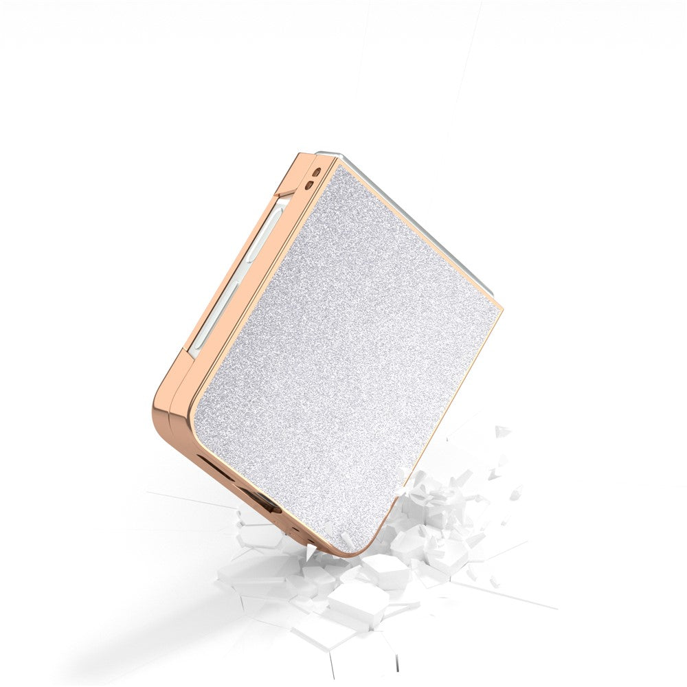 For Samsung Galaxy Z Flip7 FE 5G / Z Flip6 5G Case Electroplating Phone Cover Glitter Surface Design PU+TPU Protective Case - Silver