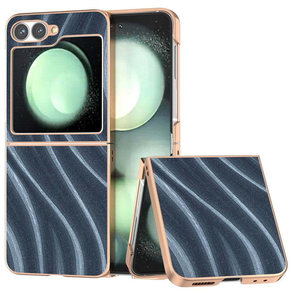 For Samsung Galaxy Z Flip7 FE 5G / Z Flip6 5G Case Electroplating Phone Cover Milky Way Pattern PU+TPU Protective Case - Blue