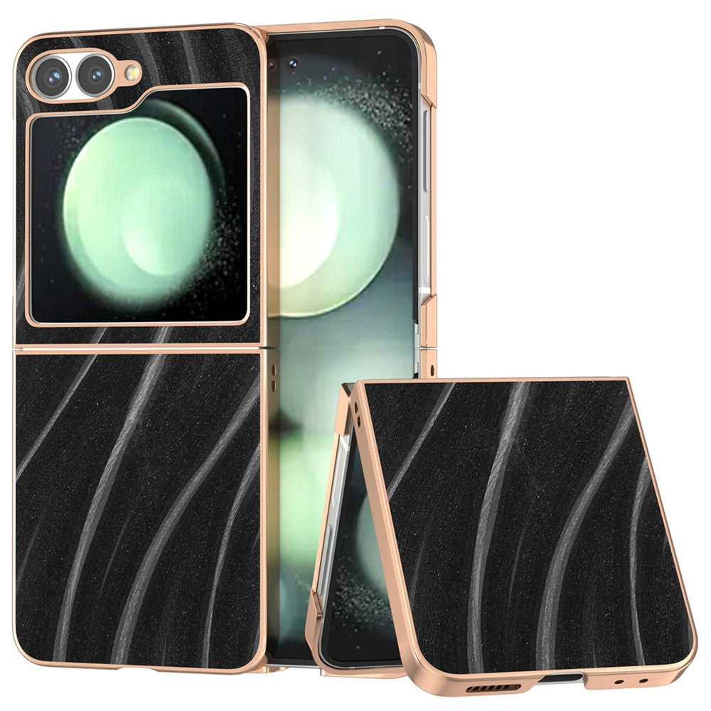 For Samsung Galaxy Z Flip7 FE 5G / Z Flip6 5G Case Electroplating Phone Cover Milky Way Pattern PU+TPU Protective Case - Black