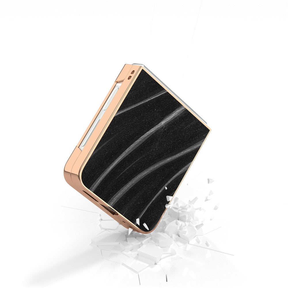 For Samsung Galaxy Z Flip7 FE 5G / Z Flip6 5G Case Electroplating Phone Cover Milky Way Pattern PU+TPU Protective Case - Black