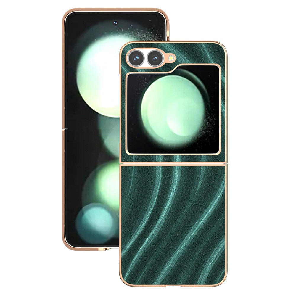 For Samsung Galaxy Z Flip7 FE 5G / Z Flip6 5G Case Electroplating Phone Cover Milky Way Pattern PU+TPU Protective Case - Green