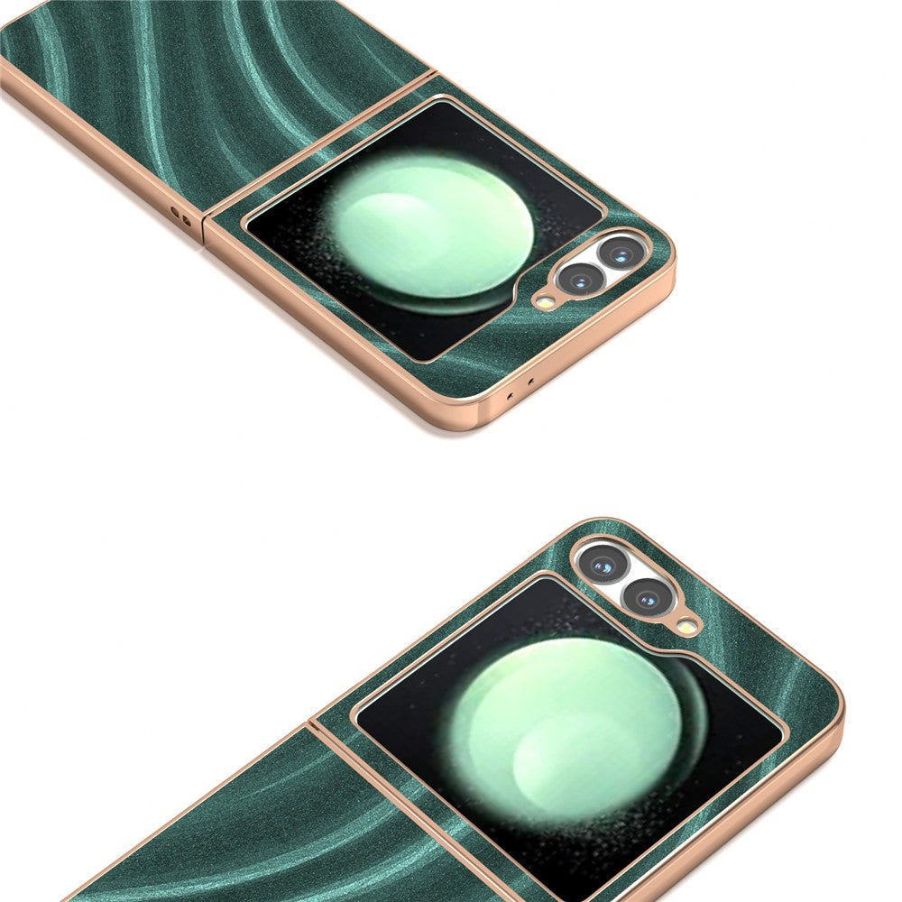 For Samsung Galaxy Z Flip7 FE 5G / Z Flip6 5G Case Electroplating Phone Cover Milky Way Pattern PU+TPU Protective Case - Green