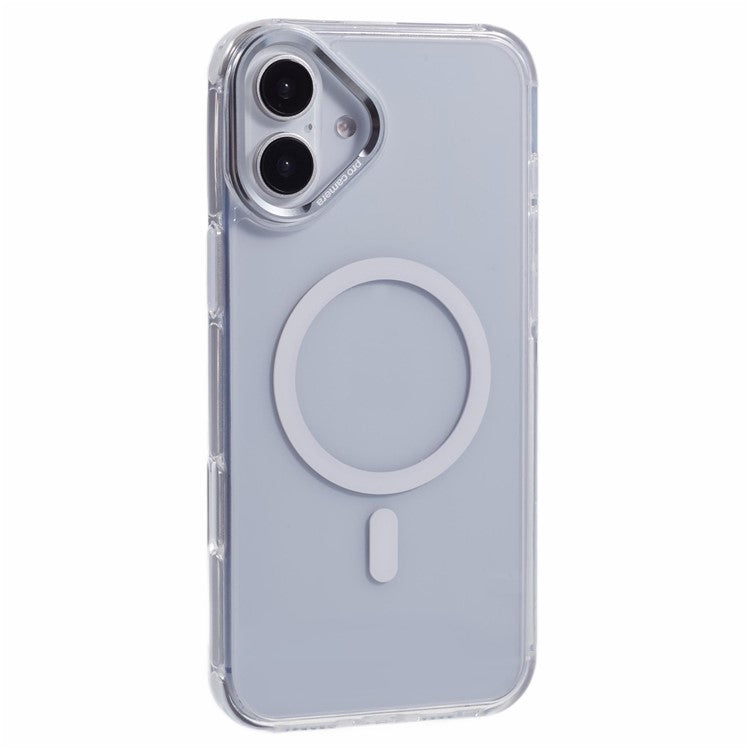 For iPhone 16 Clear Case Compatible with MagSafe Four Corners Anti-Drop PC+TPU Phone Cover - White