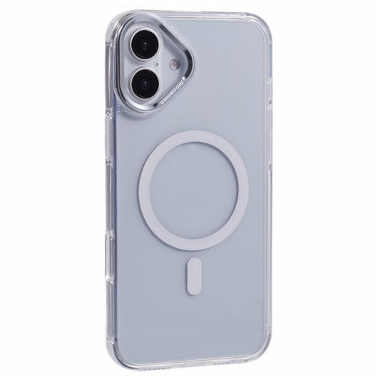 For iPhone 16 Clear Case Compatible with MagSafe Four Corners Anti-Drop PC+TPU Phone Cover - White