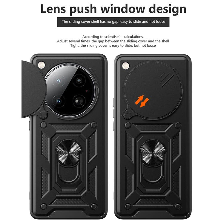 For Infinix Zero 40 5G Case with Slide Camera Lid PC+TPU Kickstand Phone Cover - Black