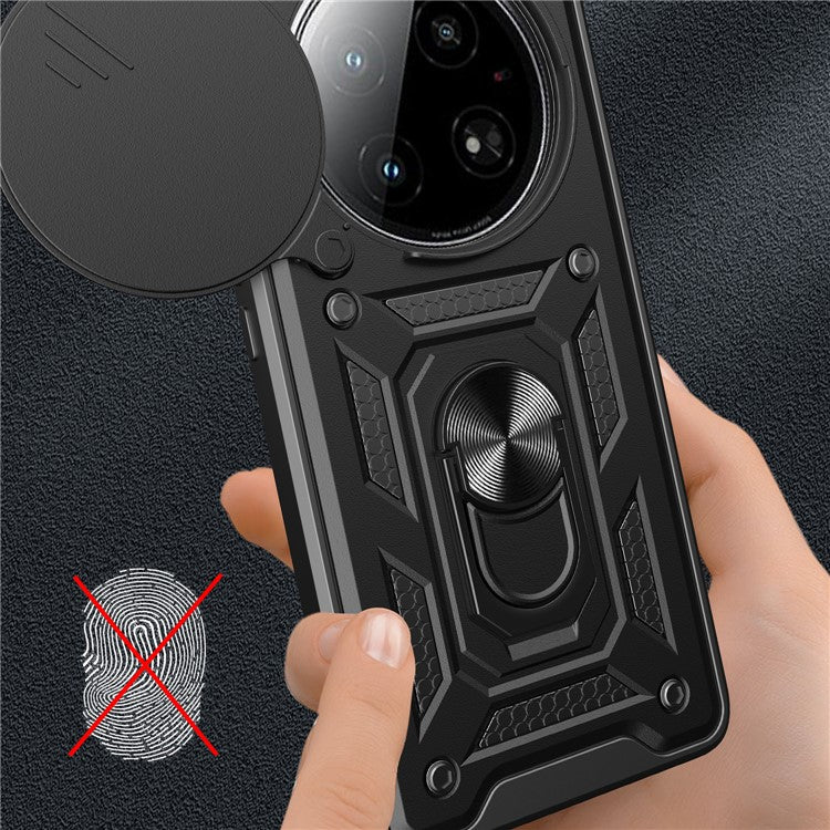 For Infinix Zero 40 5G Case with Slide Camera Lid PC+TPU Kickstand Phone Cover - Black