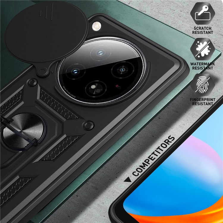 For Infinix Zero 40 5G Case with Slide Camera Lid PC+TPU Kickstand Phone Cover - Blue