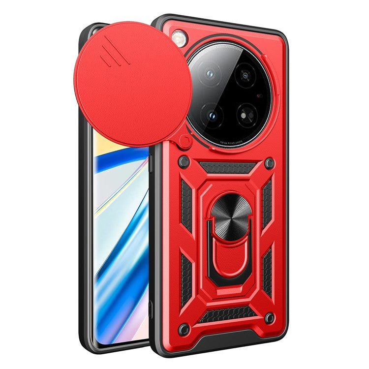 For Infinix Zero 40 5G Case with Slide Camera Lid PC+TPU Kickstand Phone Cover - Red