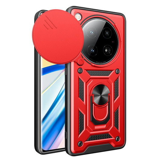 For Infinix Zero 40 5G Case with Slide Camera Lid PC+TPU Kickstand Phone Cover - Red