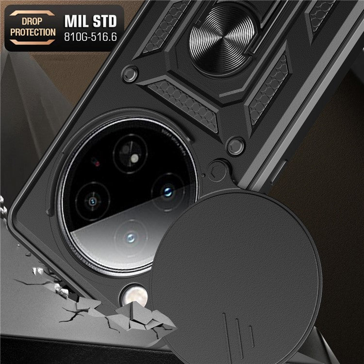 For Infinix Zero 40 5G Case with Slide Camera Lid PC+TPU Kickstand Phone Cover - Rose Gold