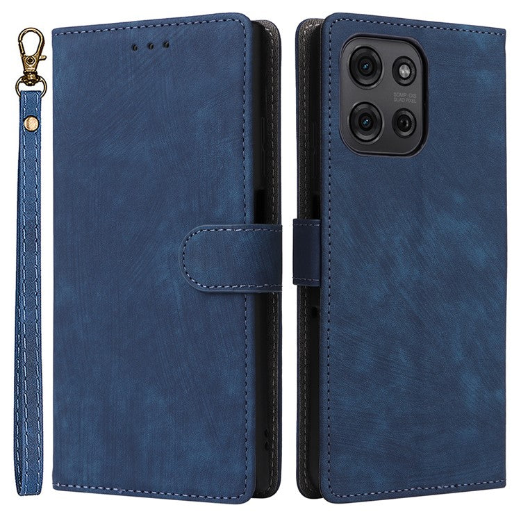 For Motorola Moto G75 5G Wallet Case RFID Blocking PU Leather Cover Stand View - Blue