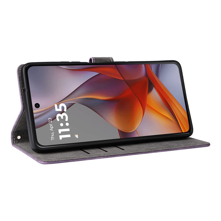 For Motorola Moto G75 5G Wallet Case RFID Blocking PU Leather Cover Stand View - Purple