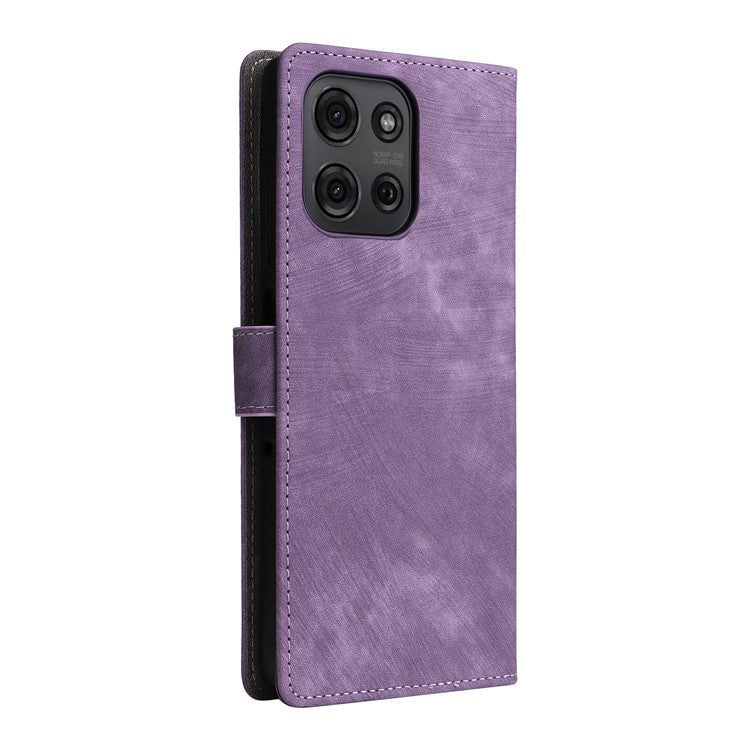 For Motorola Moto G75 5G Wallet Case RFID Blocking PU Leather Cover Stand View - Purple