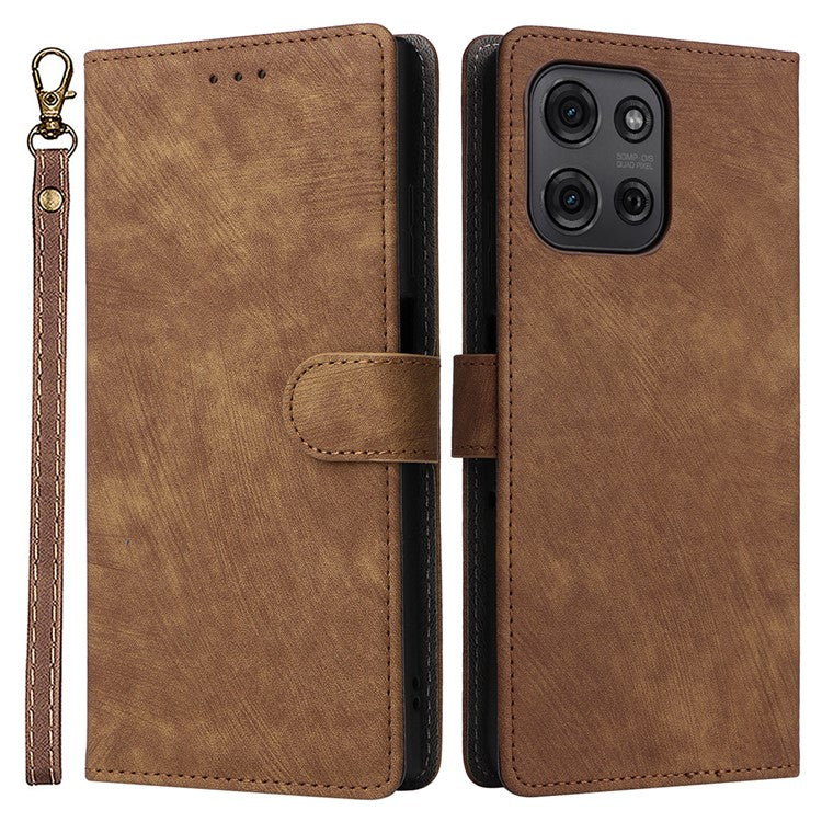 For Motorola Moto G75 5G Wallet Case RFID Blocking PU Leather Cover Stand View - Brown