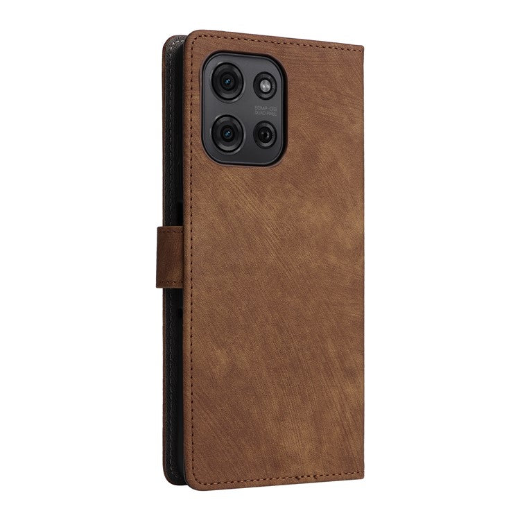 For Motorola Moto G75 5G Wallet Case RFID Blocking PU Leather Cover Stand View - Brown