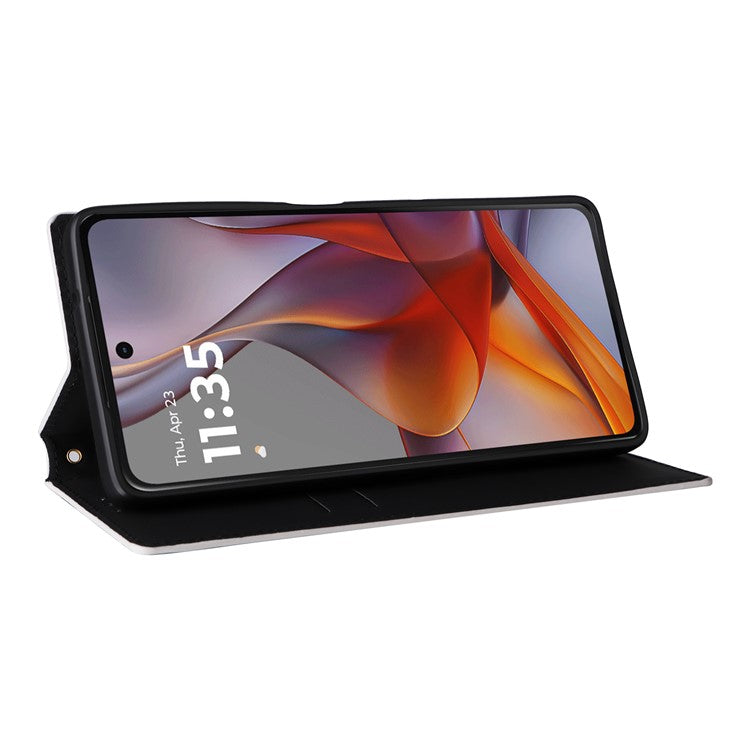 For Motorola Moto G75 5G Wallet Case Rhombus Imprinted Leather Phone Cover - Silver