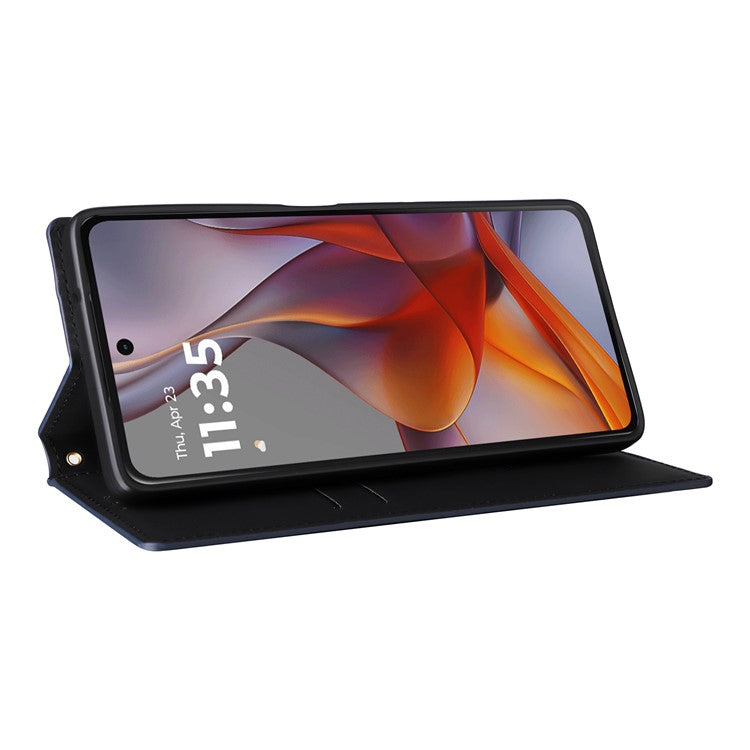 For Motorola Moto G75 5G Wallet Case Rhombus Imprinted Leather Phone Cover - Blue