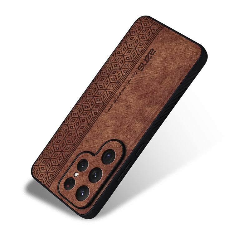 AZNS For Samsung Galaxy S25 Ultra Case Protective PU Leather Covered TPU Phone Shell - Brown