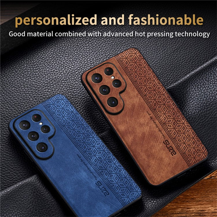 AZNS For Samsung Galaxy S25 Ultra Case Protective PU Leather Covered TPU Phone Shell - Brown