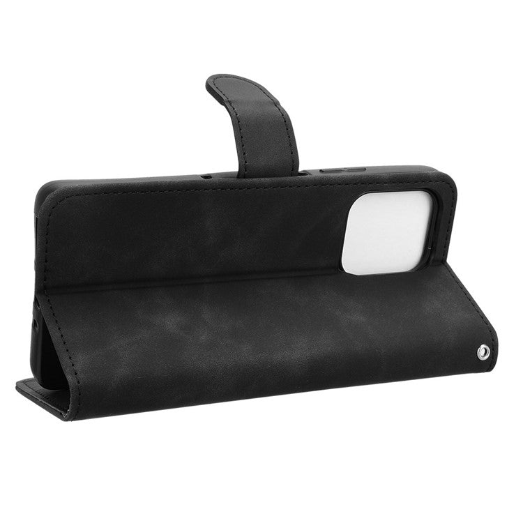 For Motorola Moto G75 5G Leather Case Skin-Feel Anti-Drop Wallet Flip Phone Cover - Black