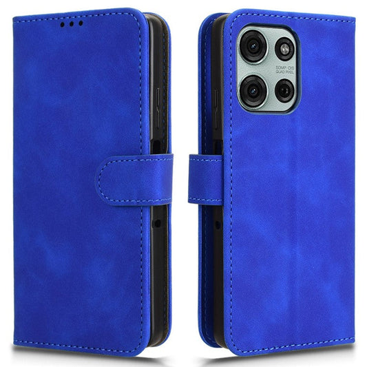 For Motorola Moto G75 5G Leather Case Skin-Feel Anti-Drop Wallet Flip Phone Cover - Blue