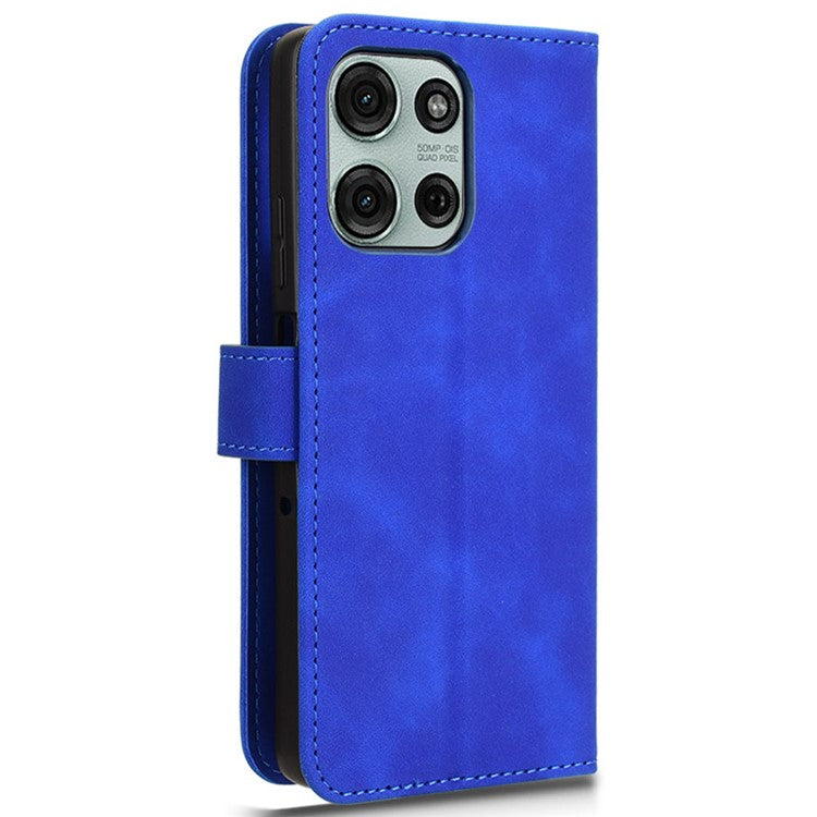 For Motorola Moto G75 5G Leather Case Skin-Feel Anti-Drop Wallet Flip Phone Cover - Blue