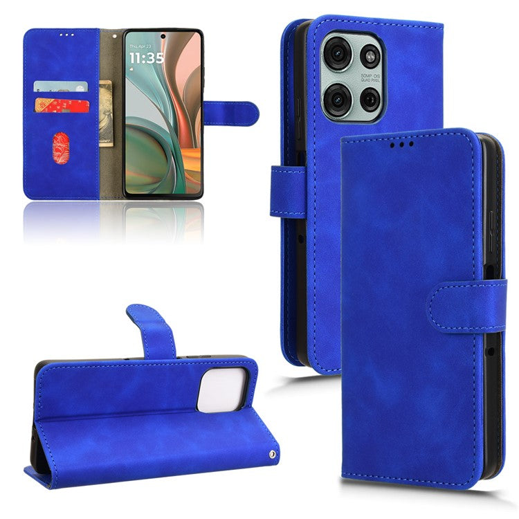 For Motorola Moto G75 5G Leather Case Skin-Feel Anti-Drop Wallet Flip Phone Cover - Blue