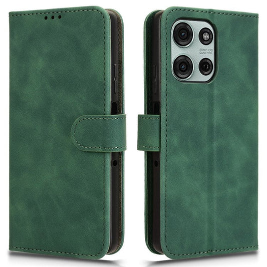 For Motorola Moto G75 5G Leather Case Skin-Feel Anti-Drop Wallet Flip Phone Cover - Green