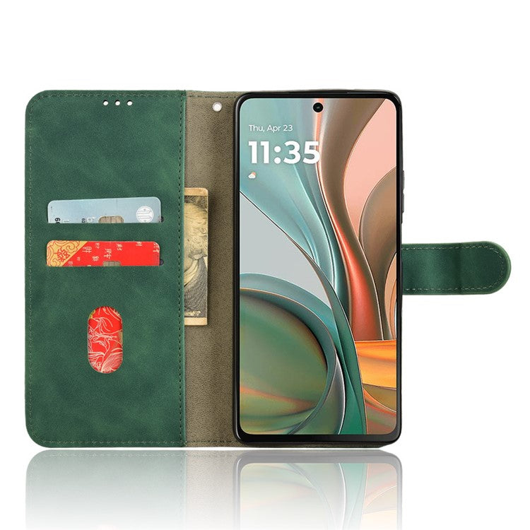 For Motorola Moto G75 5G Leather Case Skin-Feel Anti-Drop Wallet Flip Phone Cover - Green