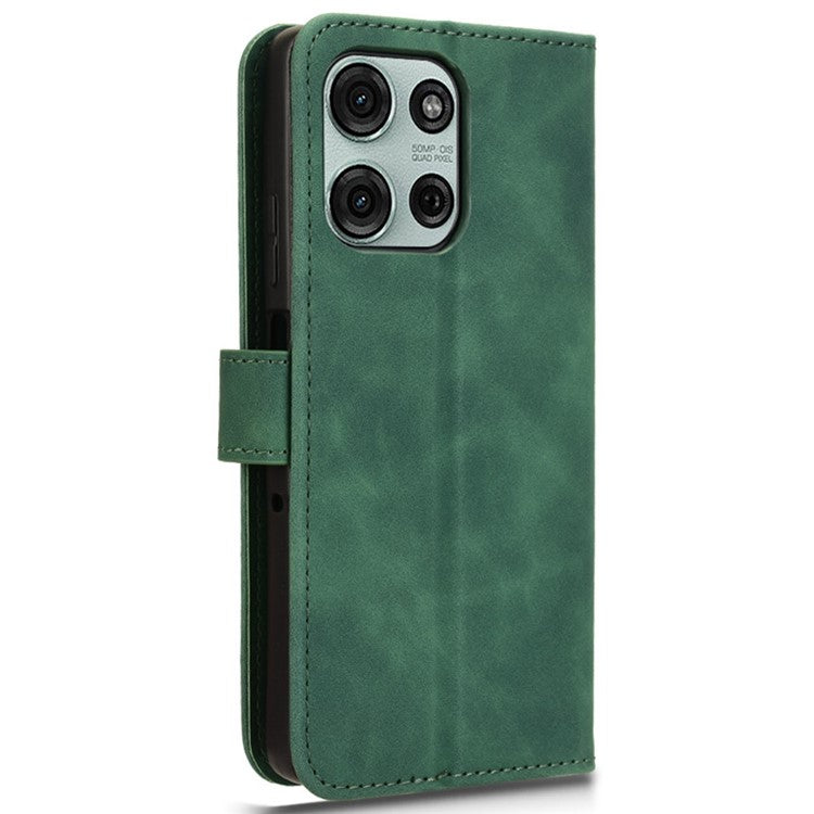For Motorola Moto G75 5G Leather Case Skin-Feel Anti-Drop Wallet Flip Phone Cover - Green