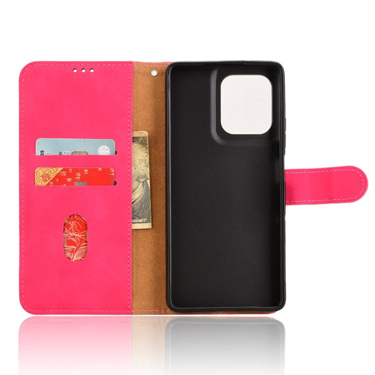 For Motorola Moto G75 5G Leather Case Skin-Feel Anti-Drop Wallet Flip Phone Cover - Rose