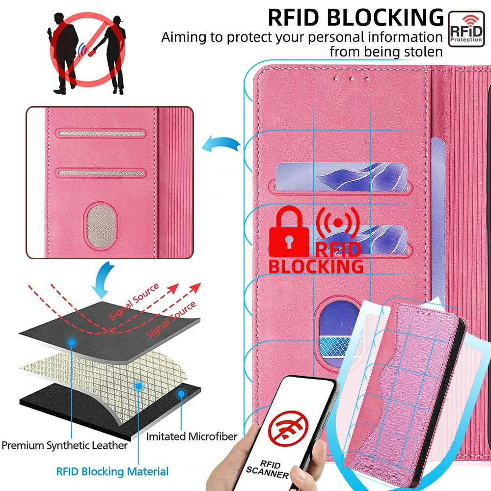 For Samsung Galaxy A16 5G  /  A16 4G Leather Case Wallet Stand Phone Cover with RFID Blocking - Pink