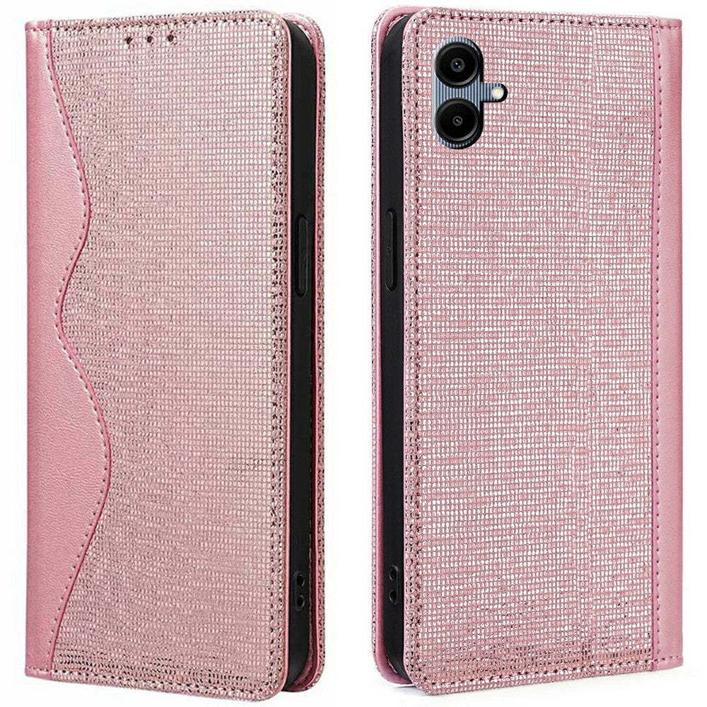 For Samsung Galaxy A06 Leather Case Wallet Stand Phone Cover with RFID Blocking - Rose Gold