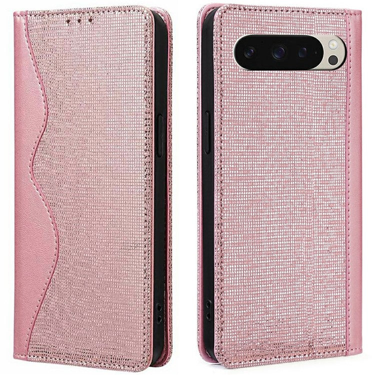 For Google Pixel 9  /  Pixel 9 Pro Leather Case Wallet Stand Phone Cover with RFID Blocking - Rose Gold