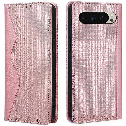 For Google Pixel 9  /  Pixel 9 Pro Leather Case Wallet Stand Phone Cover with RFID Blocking - Rose Gold