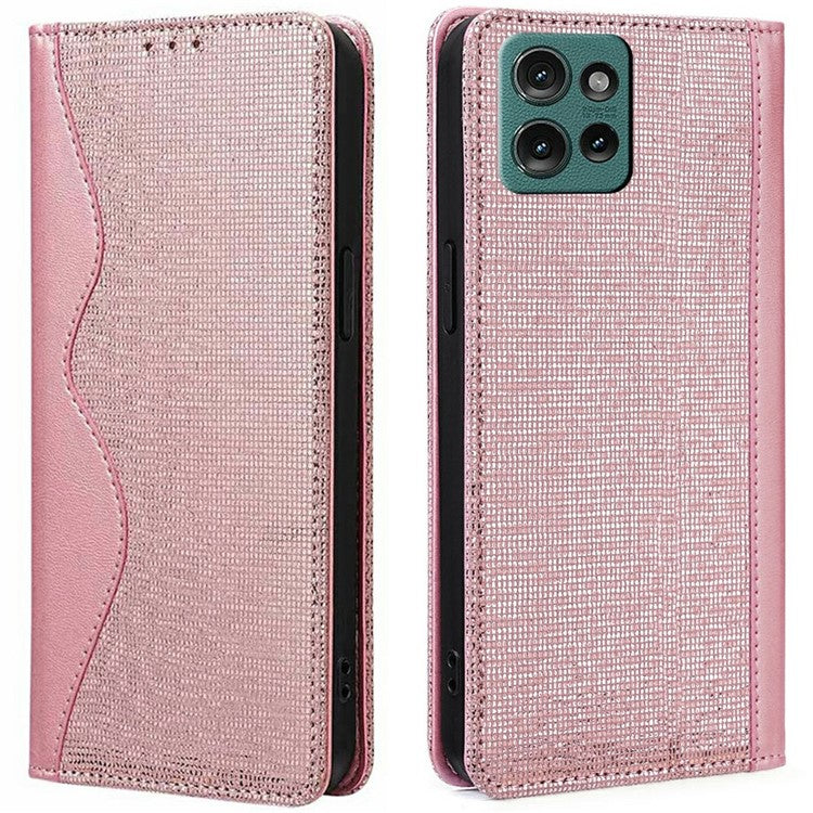 For Motorola Edge 50 Neo 5G / Moto S50 5G / Thinkphone 25 5G Leather Case Wallet Stand Phone Cover with RFID Blocking - Rose Gold