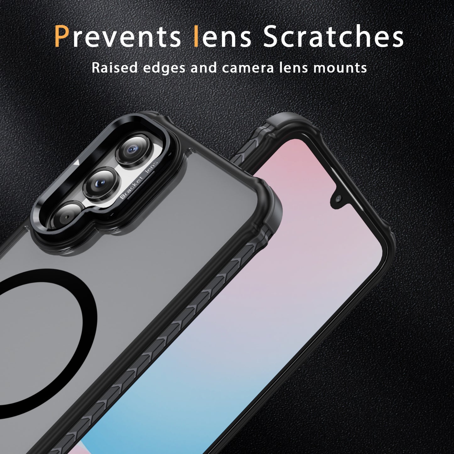 For Samsung Galaxy A16 5G Case with Lens Kickstand Matte Back Cover Compatible with MagSafe - Black