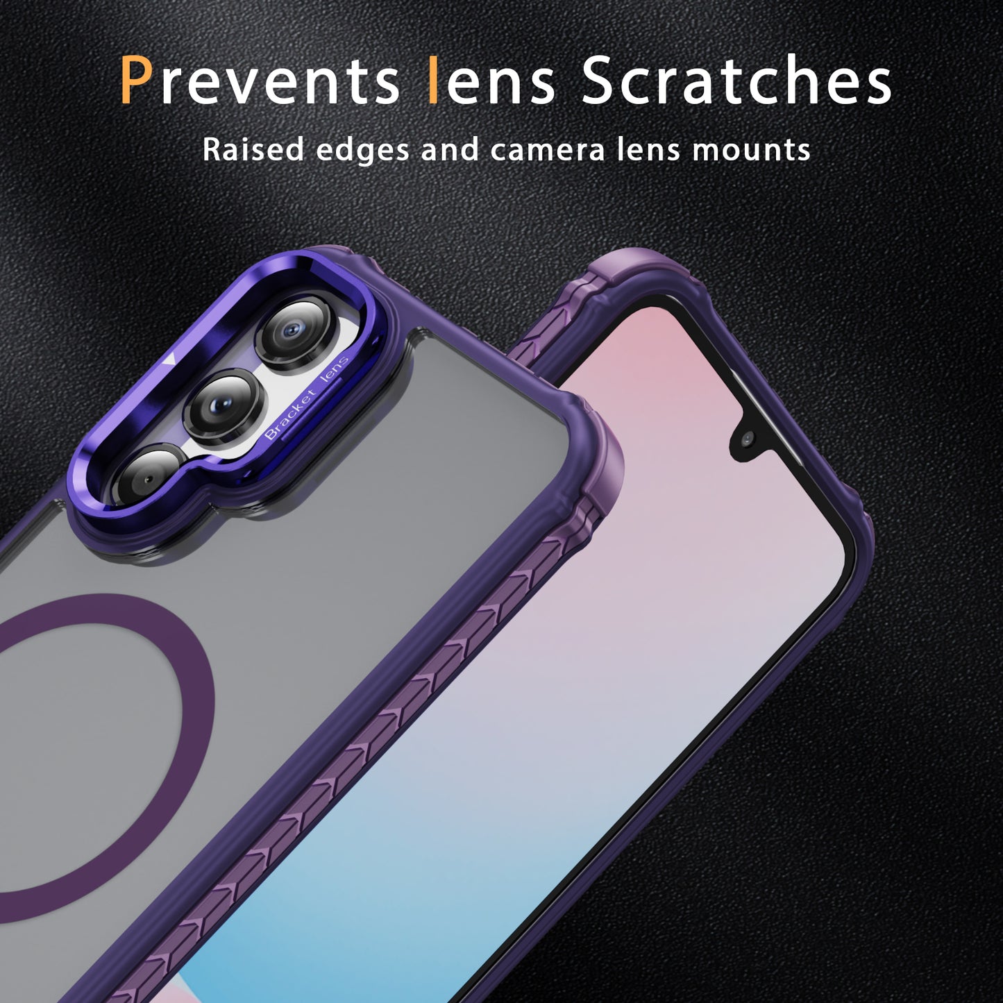 For Samsung Galaxy A16 5G Case with Lens Kickstand Matte Back Cover Compatible with MagSafe - Purple