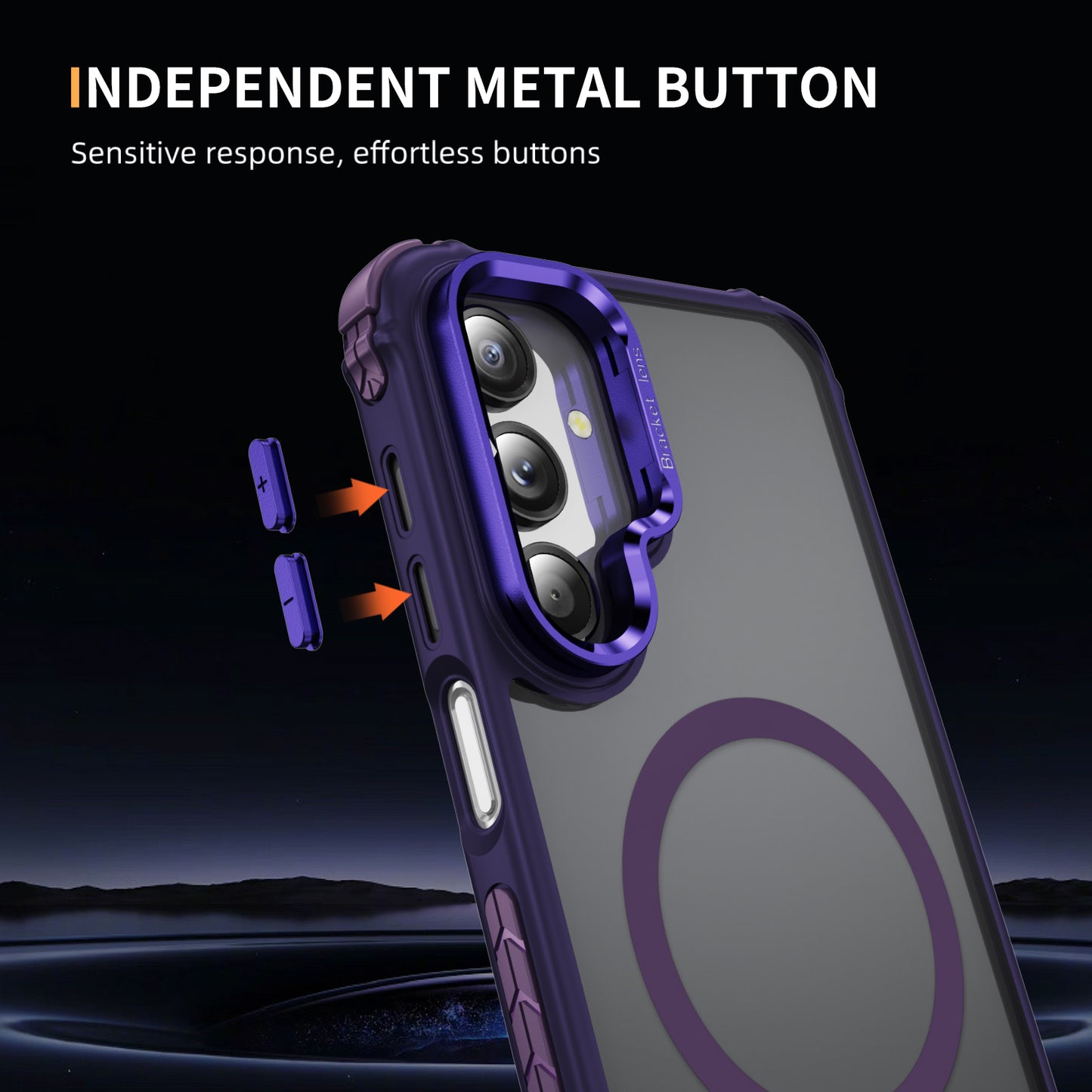 For Samsung Galaxy A16 5G Case with Lens Kickstand Matte Back Cover Compatible with MagSafe - Purple