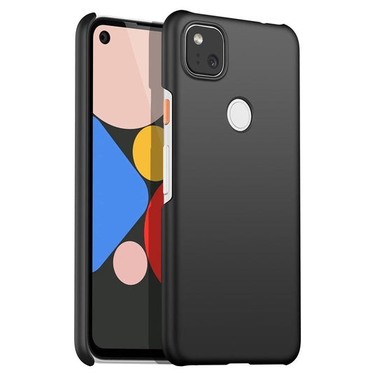 For Google Pixel 4a Mobile Phone Cover Hard Plastic Shockproof Solid Color Cell Phone Back Case - Black