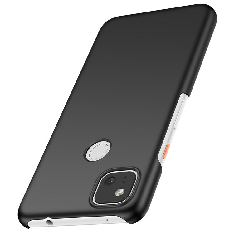 For Google Pixel 4a Mobile Phone Cover Hard Plastic Shockproof Solid Color Cell Phone Back Case - Black