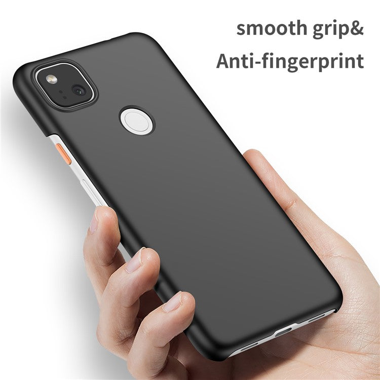 For Google Pixel 4a Mobile Phone Cover Hard Plastic Shockproof Solid Color Cell Phone Back Case - Black