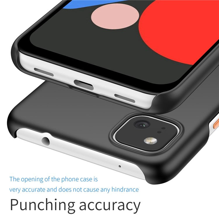 For Google Pixel 4a Mobile Phone Cover Hard Plastic Shockproof Solid Color Cell Phone Back Case - Black